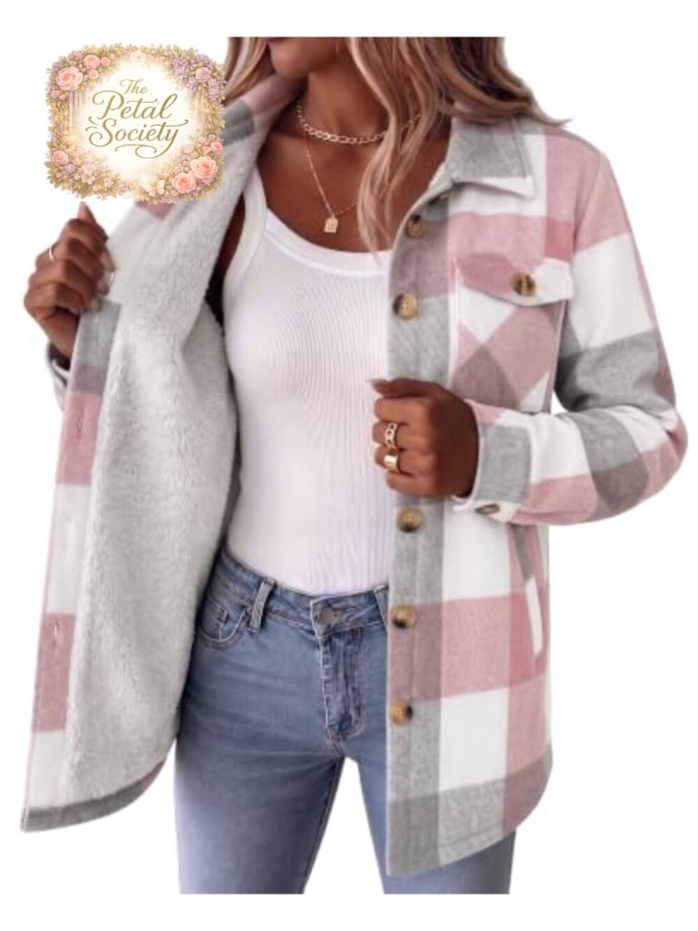 Zeagoo Women's Sherpa Fleece Lined Plaid Flannel Jacket Button Down